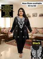 super soft velvet Kurti set With embroidery work