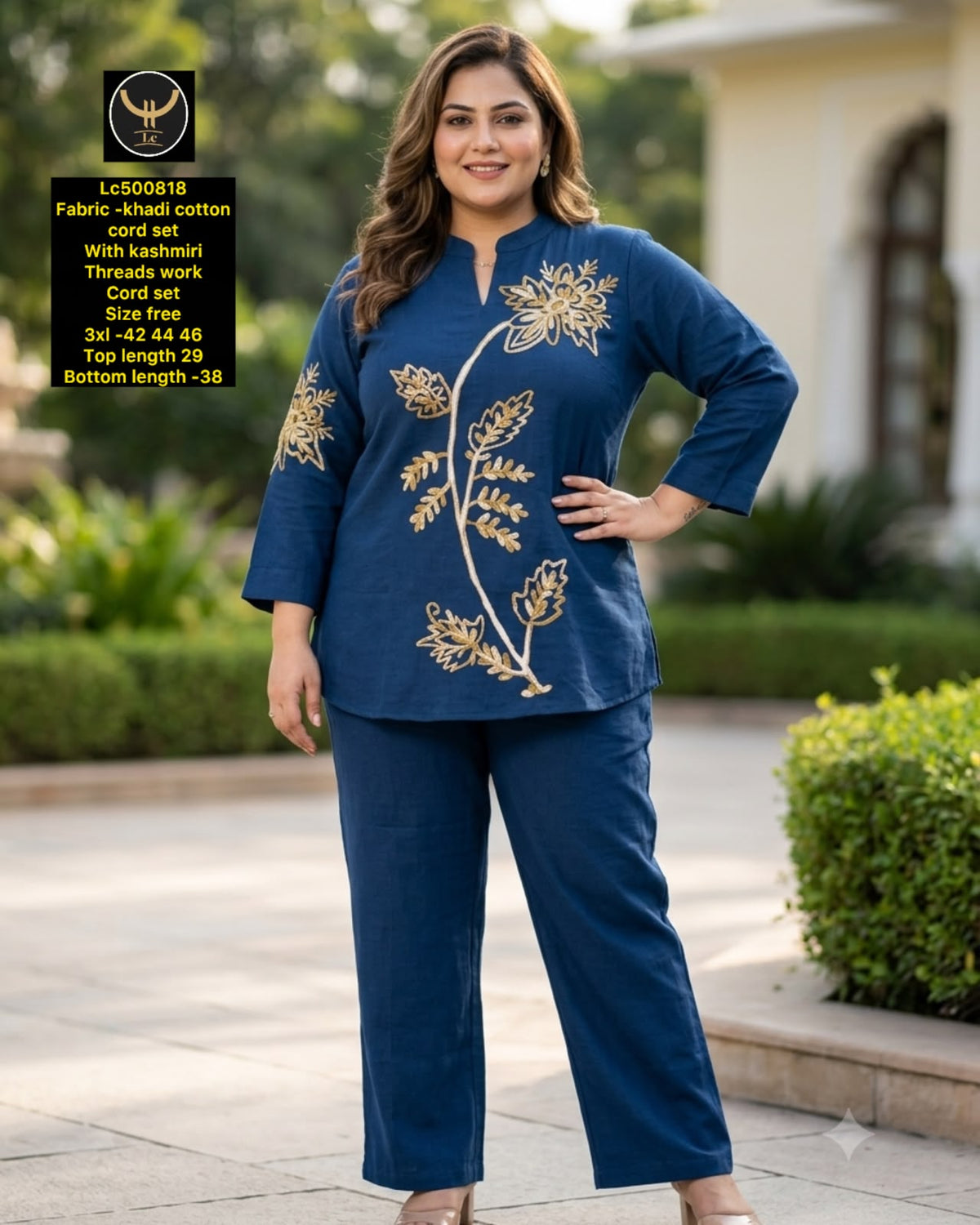 Exquisite Kashmiri Thread Work Khadi Cotton Co-Ord Set 