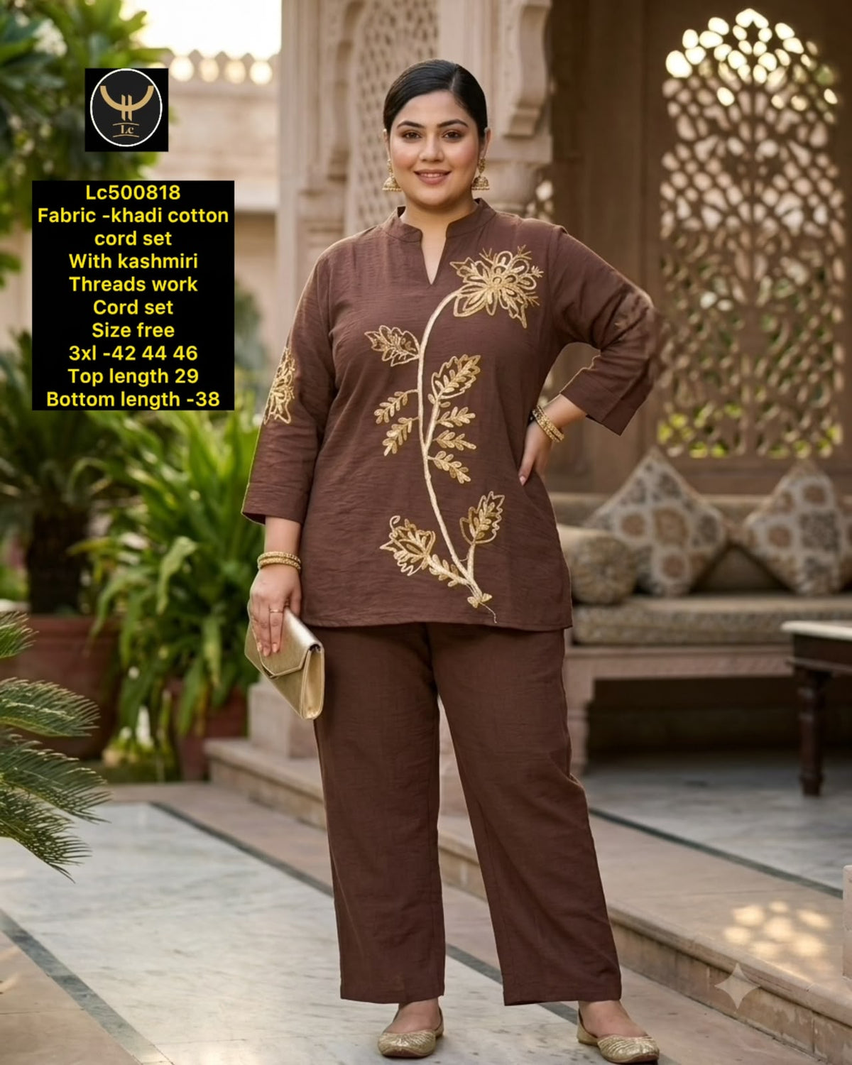 Exquisite Kashmiri Thread Work Khadi Cotton Co-Ord Set 