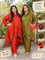 Gorgeous Satin Silk Shimmer Co-Ord Set with Handwork 