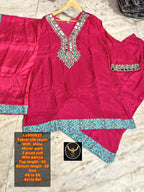 Gorgeous Silk Rayon Mirror Work 3-Piece Suit Set with Palazzo 