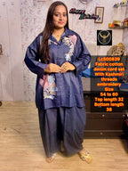 Chic Cotton Denim Kashmiri Threads Embroidery Co-Ord Set 