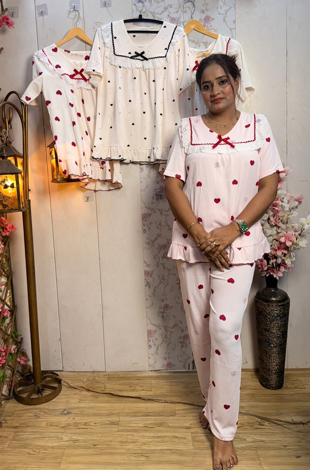 Introducing our super soft Korean Heart Print Night Suit Collection