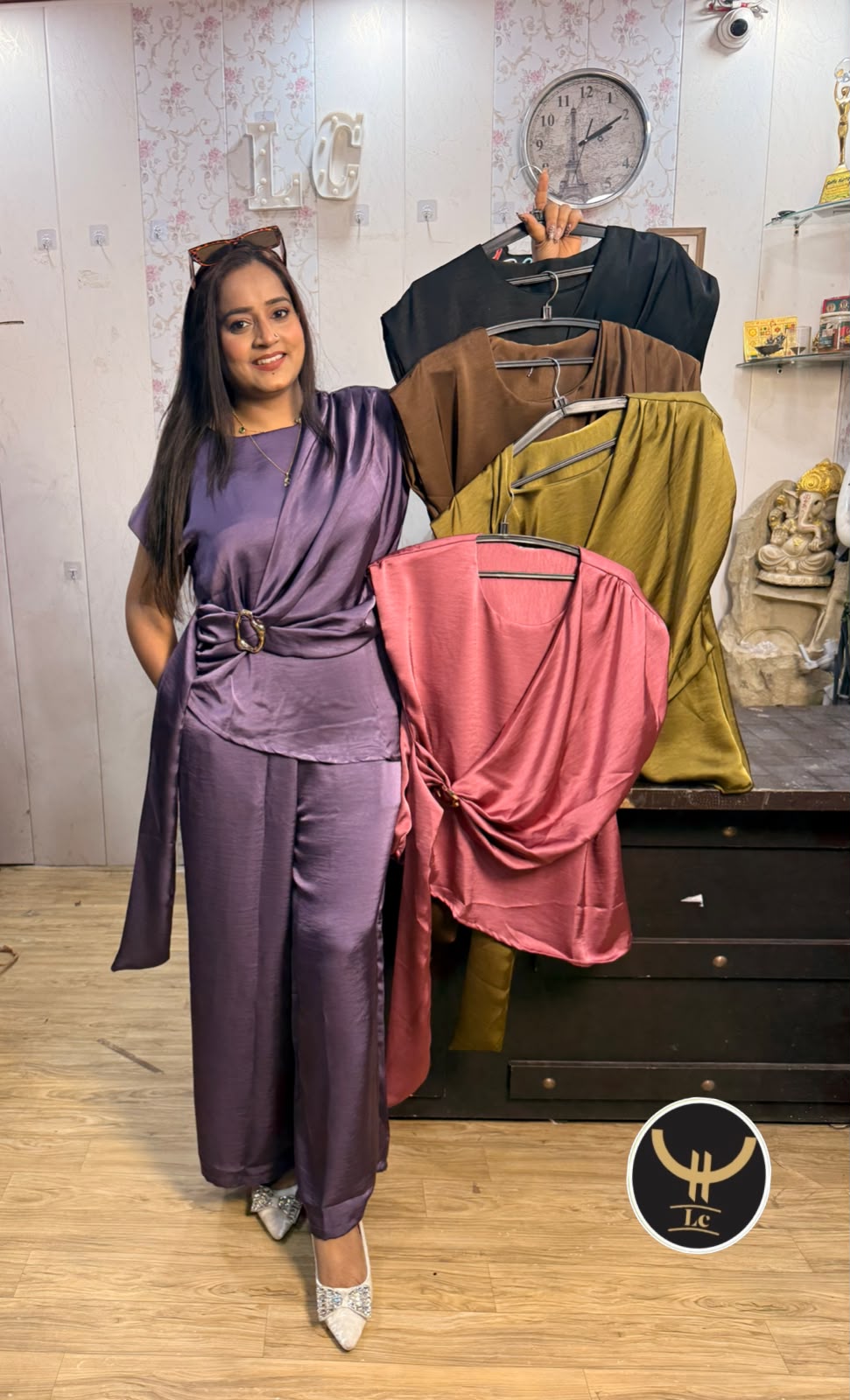 Turn heads in our draped satin silk co-ord set