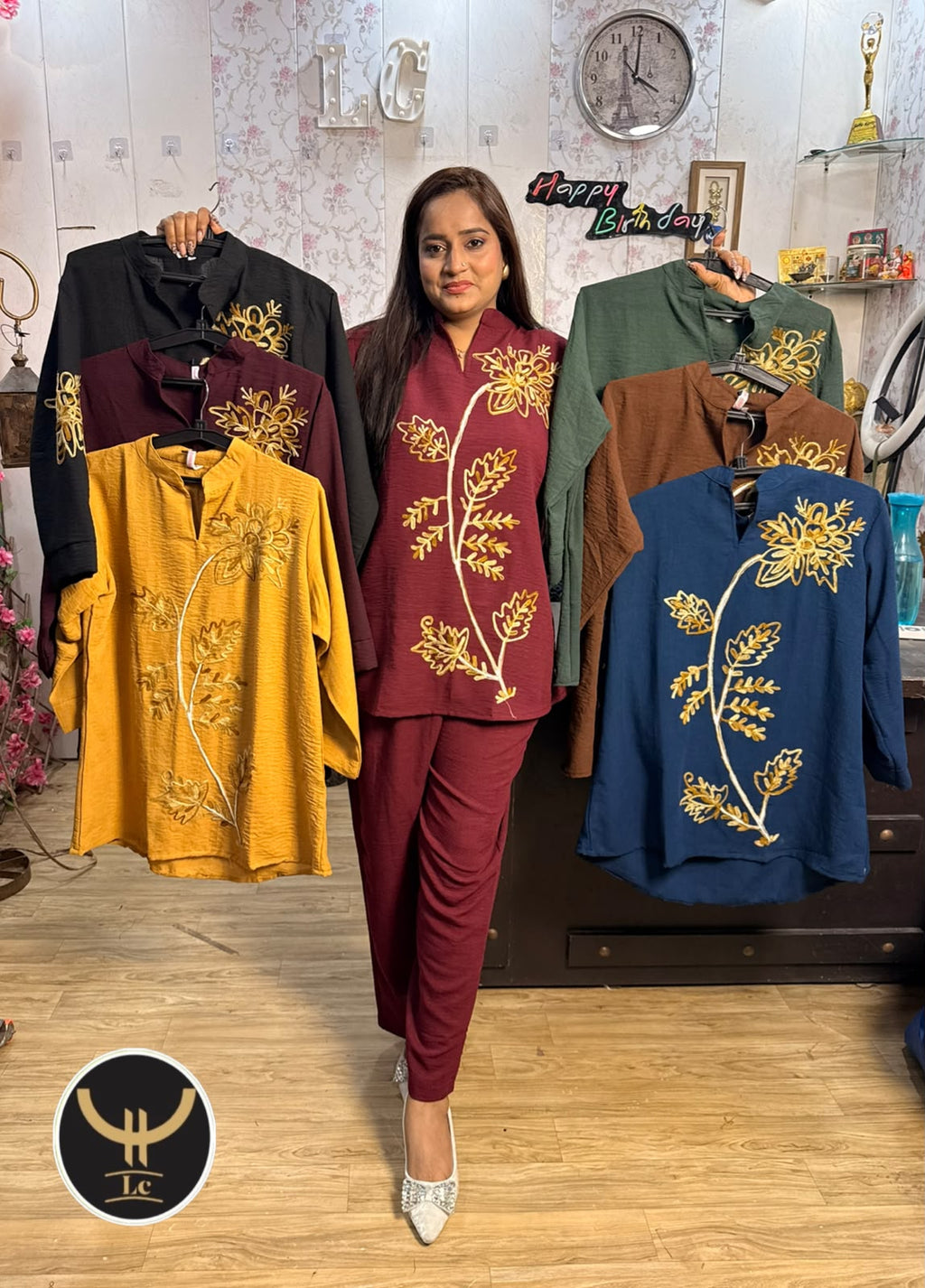 Exquisite Kashmiri Thread Work Khadi Cotton Co-Ord Set 