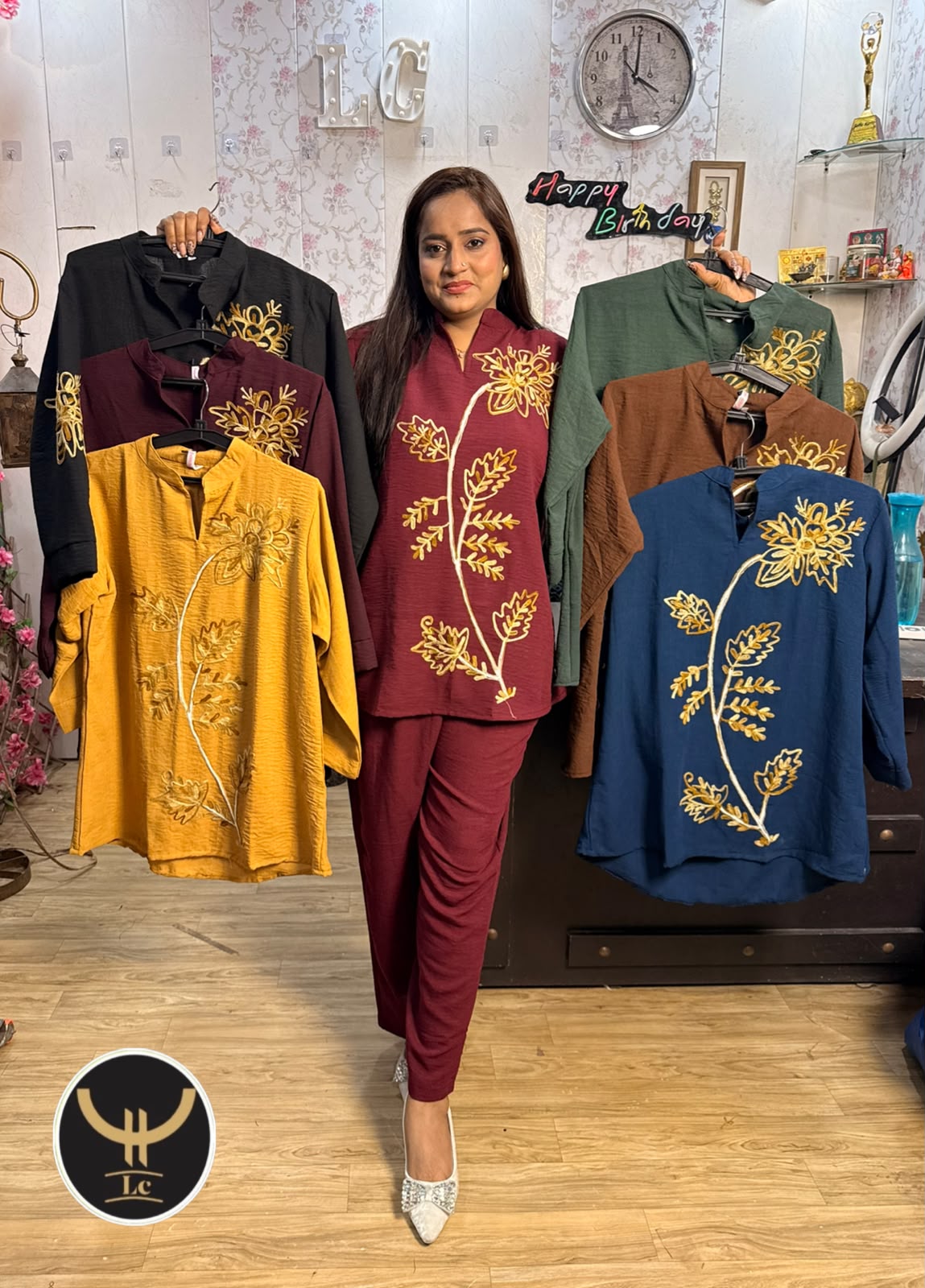 Exquisite Kashmiri Thread Work Khadi Cotton Co-Ord Set 