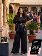 Luxurious Satin Silk 2-Piece Co-ord Set with Designer Belt