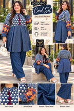 Plus Size Silk Printed Co-Ord Set with Tassels 