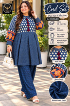Plus Size Silk Printed Co-Ord Set with Tassels 