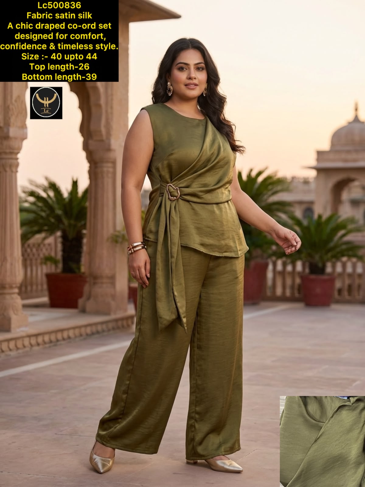 Turn heads in our draped satin silk co-ord set