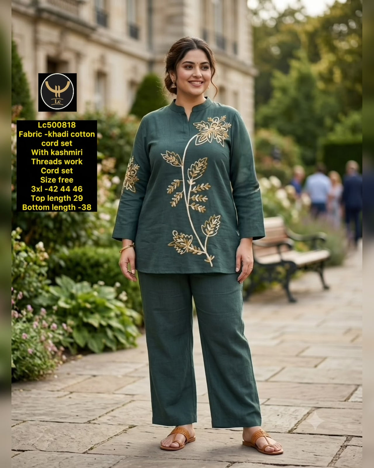 Exquisite Kashmiri Thread Work Khadi Cotton Co-Ord Set 