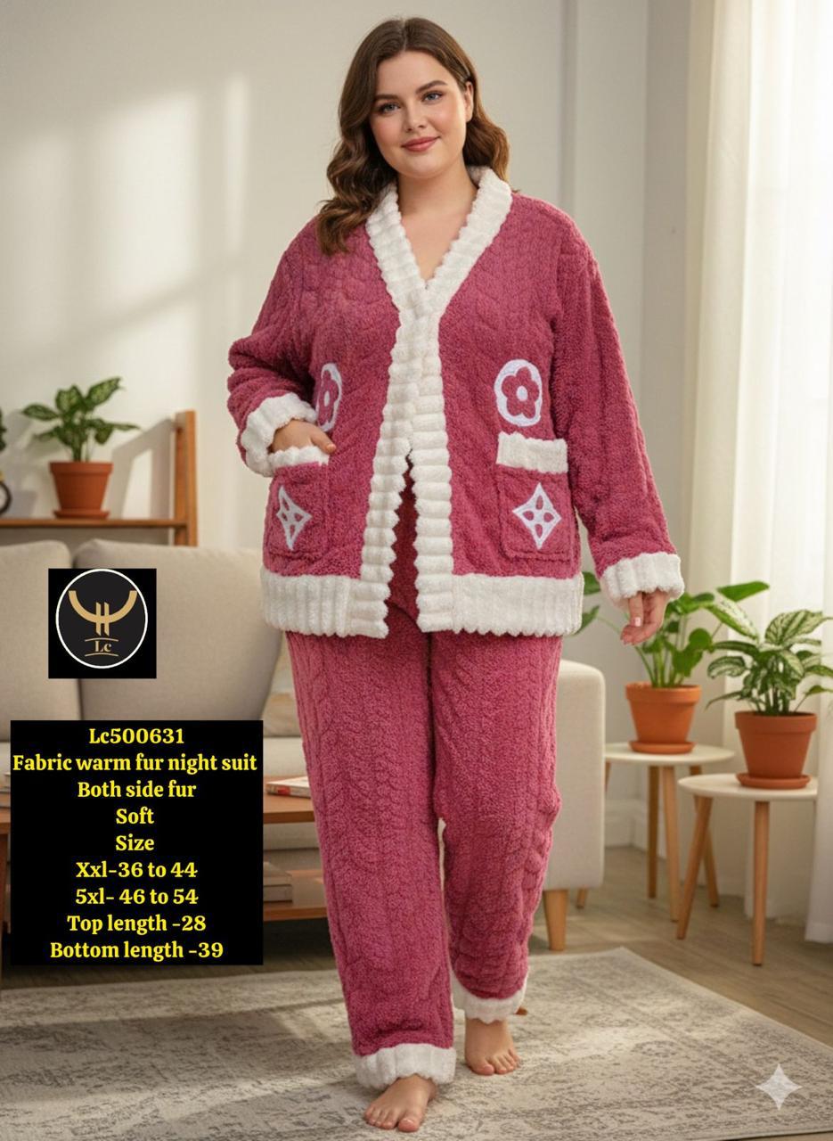 ✨ Cozy & Ultra-Soft Warm Fur Night Suit ✨