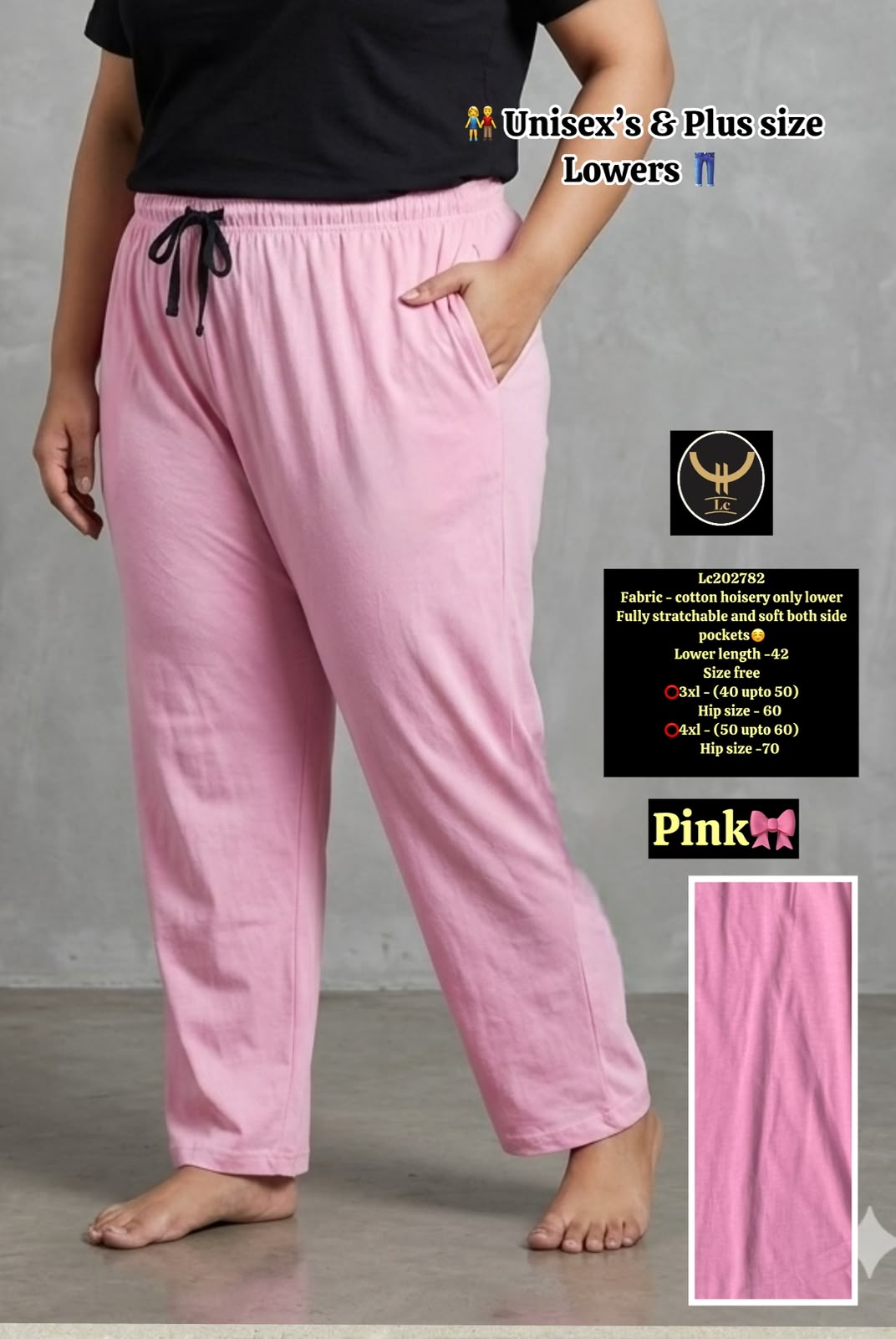 Soft Cotton Hosiery Casual Track Pants / Lower with Drawstring & Pockets
