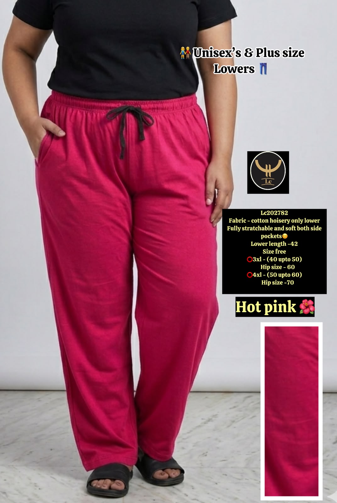 Soft Cotton Hosiery Casual Track Pants / Lower with Drawstring & Pockets