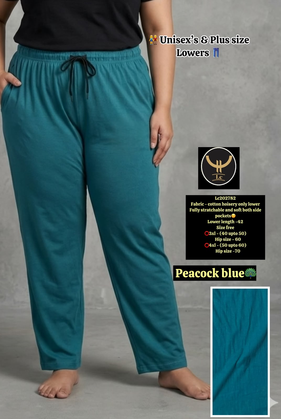 Soft Cotton Hosiery Casual Track Pants / Lower with Drawstring & Pockets