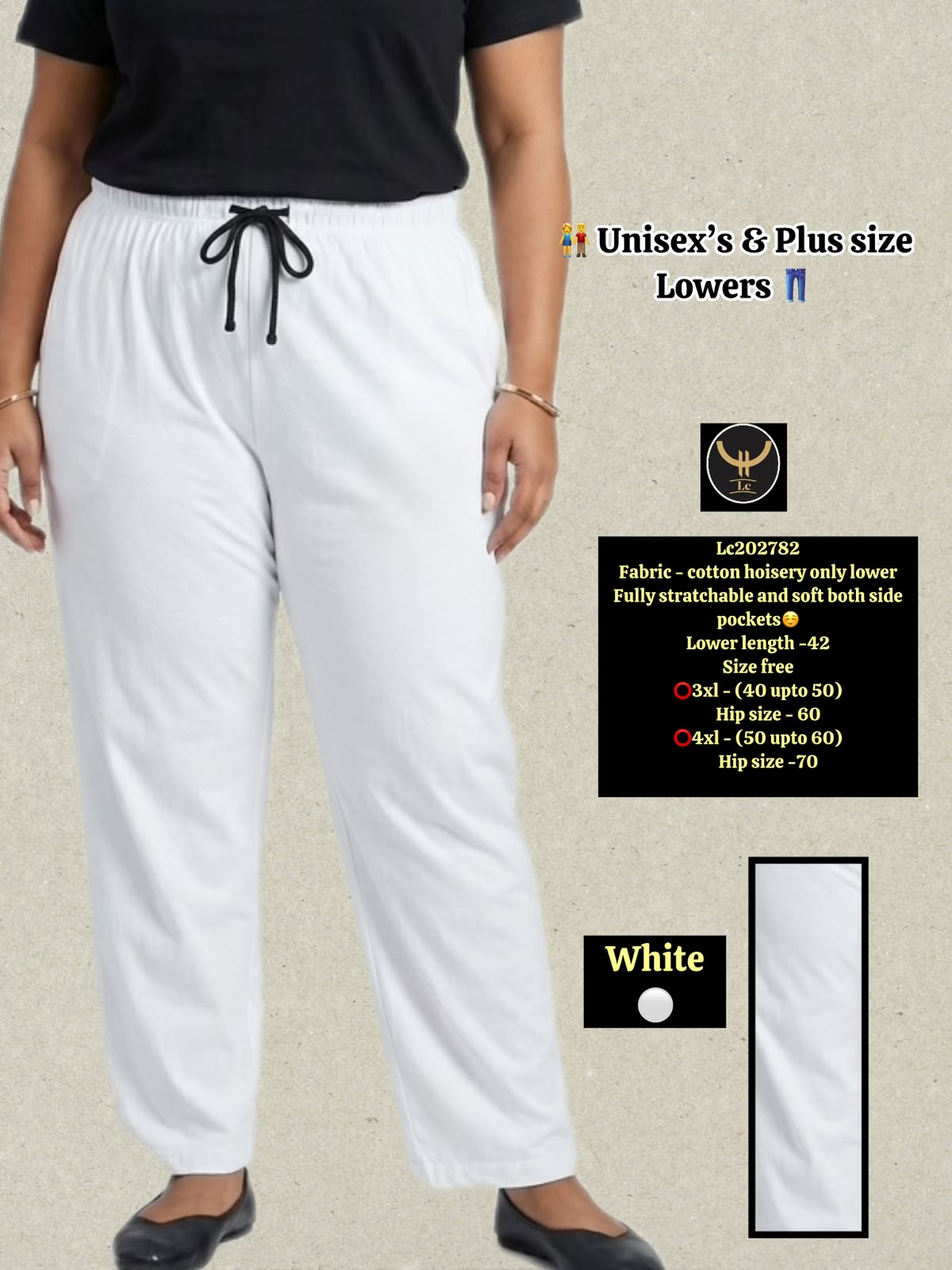 Soft Cotton Hosiery Casual Track Pants / Lower with Drawstring & Pockets
