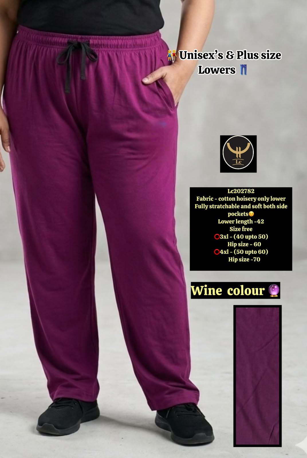 Soft Cotton Hosiery Casual Track Pants / Lower with Drawstring & Pockets