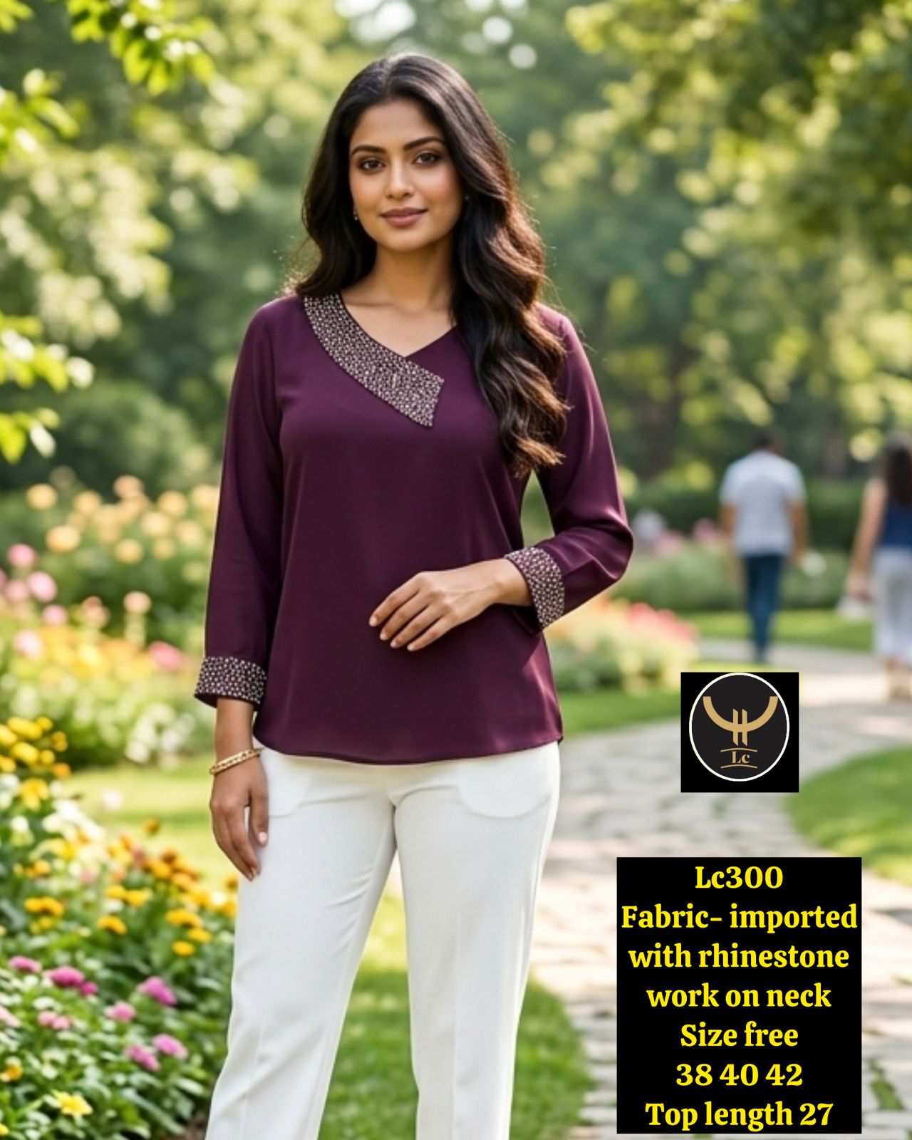 Shimmer Border V-Neck Casual & Party Wear Imported Top