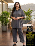 Women Charcoal Grey Imported Rayon Co-ord Set with Front Buttons