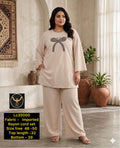 Cream Beige 2-Piece Imported Rayon Co-ord Set with Statement Chest Detailing