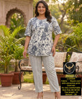 Breezy Comfort: Relaxed-Fit All-Over Printed Rayon Lounge Set for Plus Size