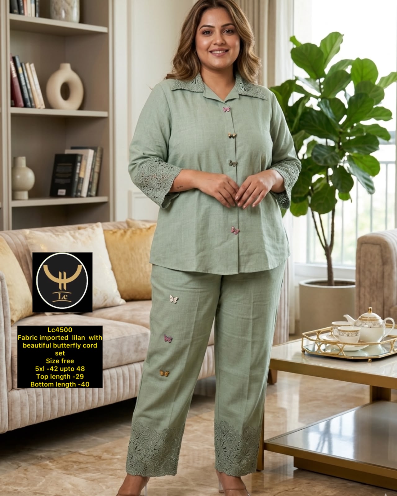 Premium Imported Linen Butterfly Co-Ord Set for Women