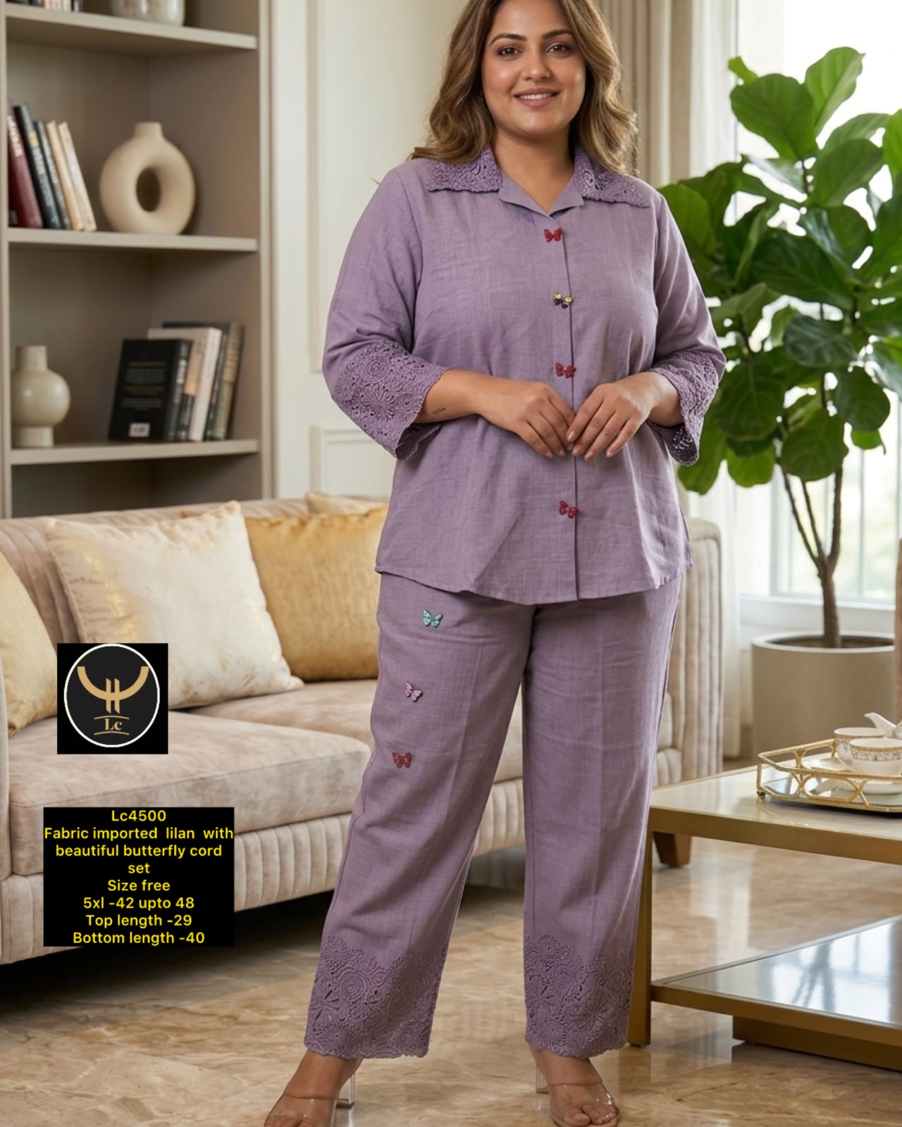 Premium Imported Linen Butterfly Co-Ord Set for Women