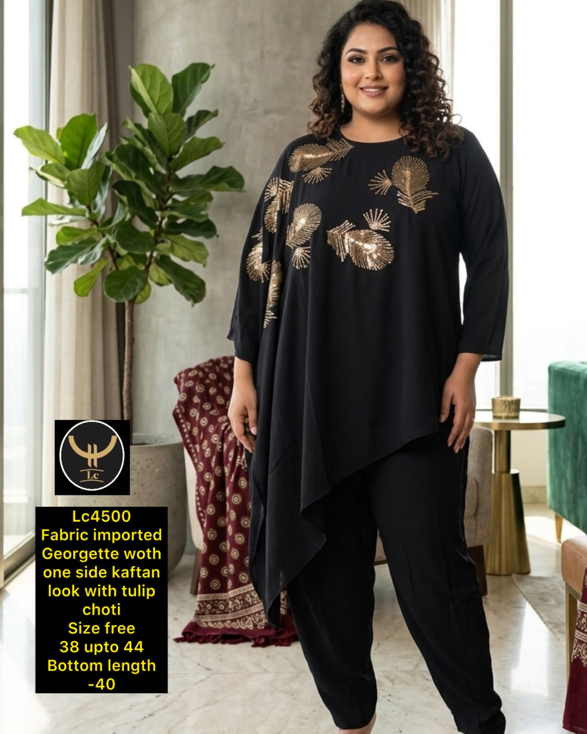 Trendy Imported Georgette Kaftan Top & Tulip Pant Co-Ord Set