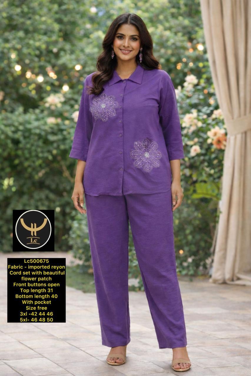 Women's Plus Size Imported Rayon Floral Patch Co-Ord Set
