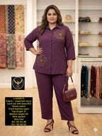 Women's Plus Size Imported Rayon Floral Patch Co-Ord Set