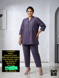 Imported Rayon Self-Embroidered Two-Piece Set with Front Buttons
