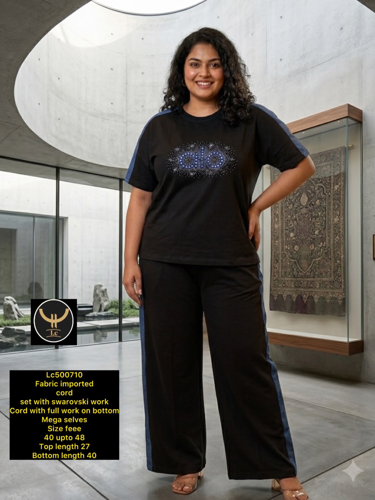 Stylish tshirts & Trouser Imported Set with Swarovski Work