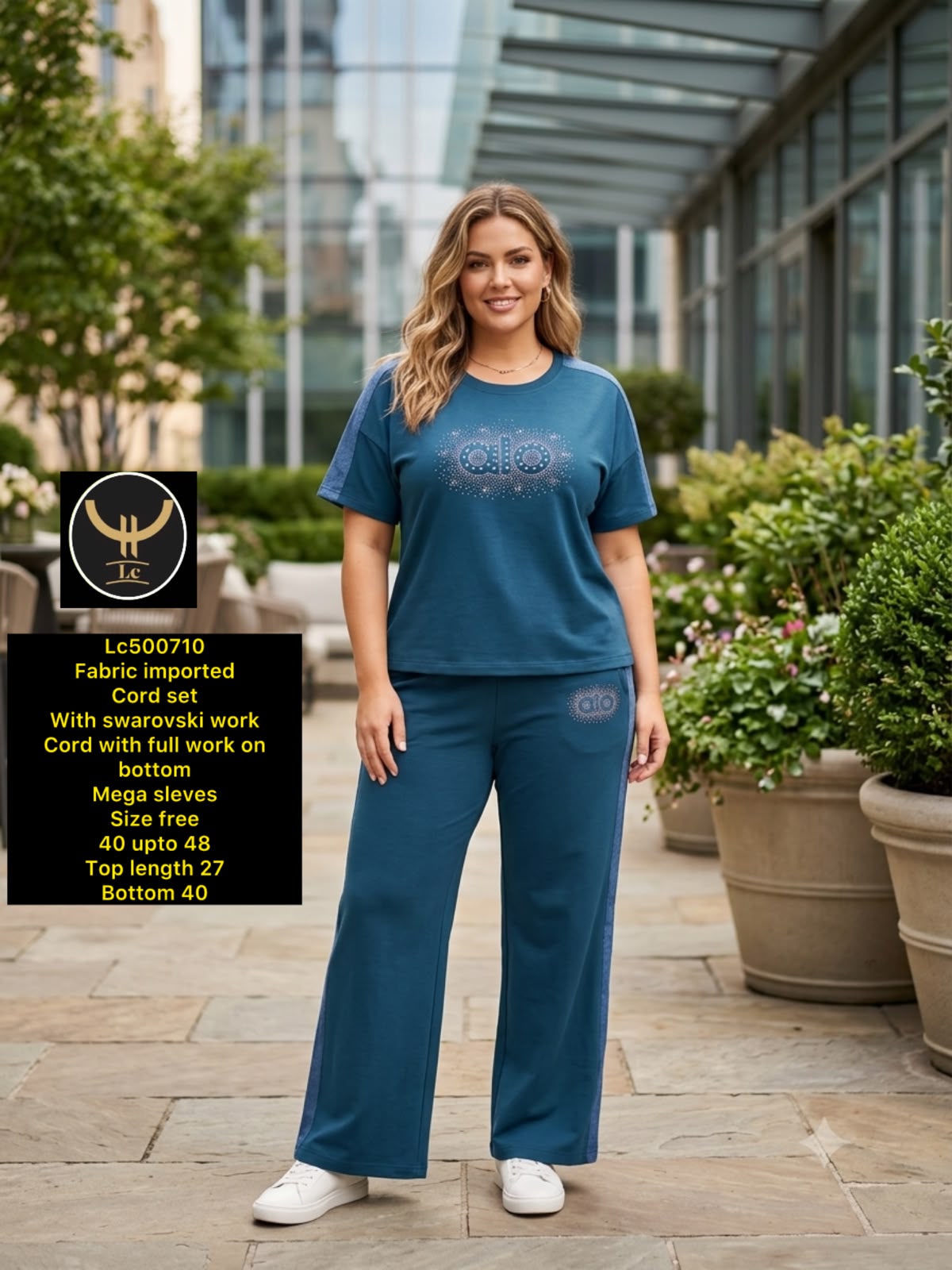 Stylish tshirts & Trouser Imported Set with Swarovski Work