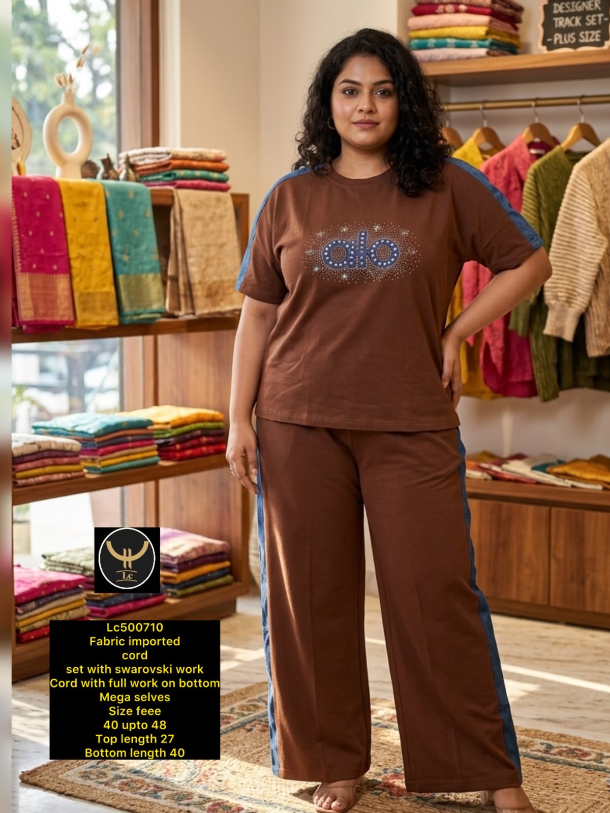 Stylish tshirts & Trouser Imported Set with Swarovski Work