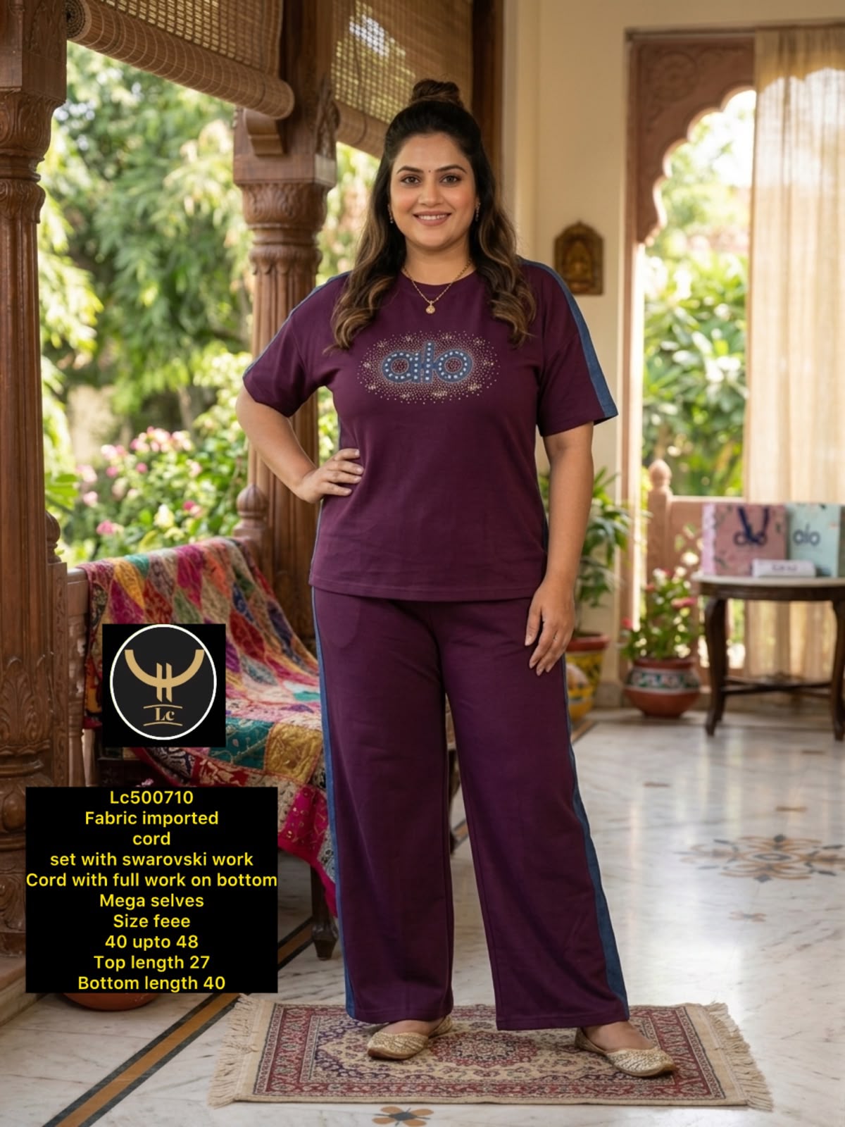 Stylish tshirts & Trouser Imported Set with Swarovski Work