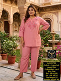 Women's Plus Size Imported Rayon Linen Embroidered Co-Ord Set