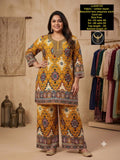 Women's Plus Size Cotton Rayon Lace & Sequins Work Co-Ord Set