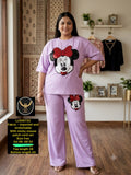 Plus Size Cartoon Patch T-Shirt & Wide Leg Lounge Pant Set