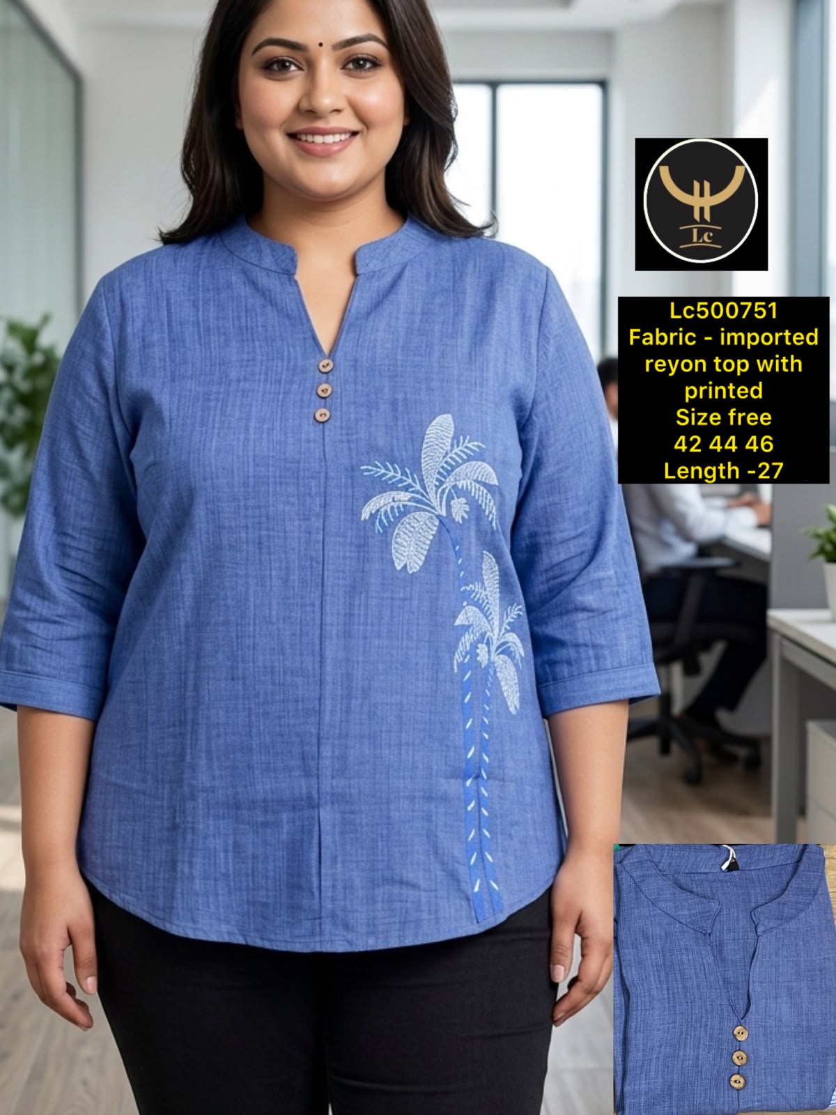 Mandarin Collar Formal & Casual Short Tunic Top for Women