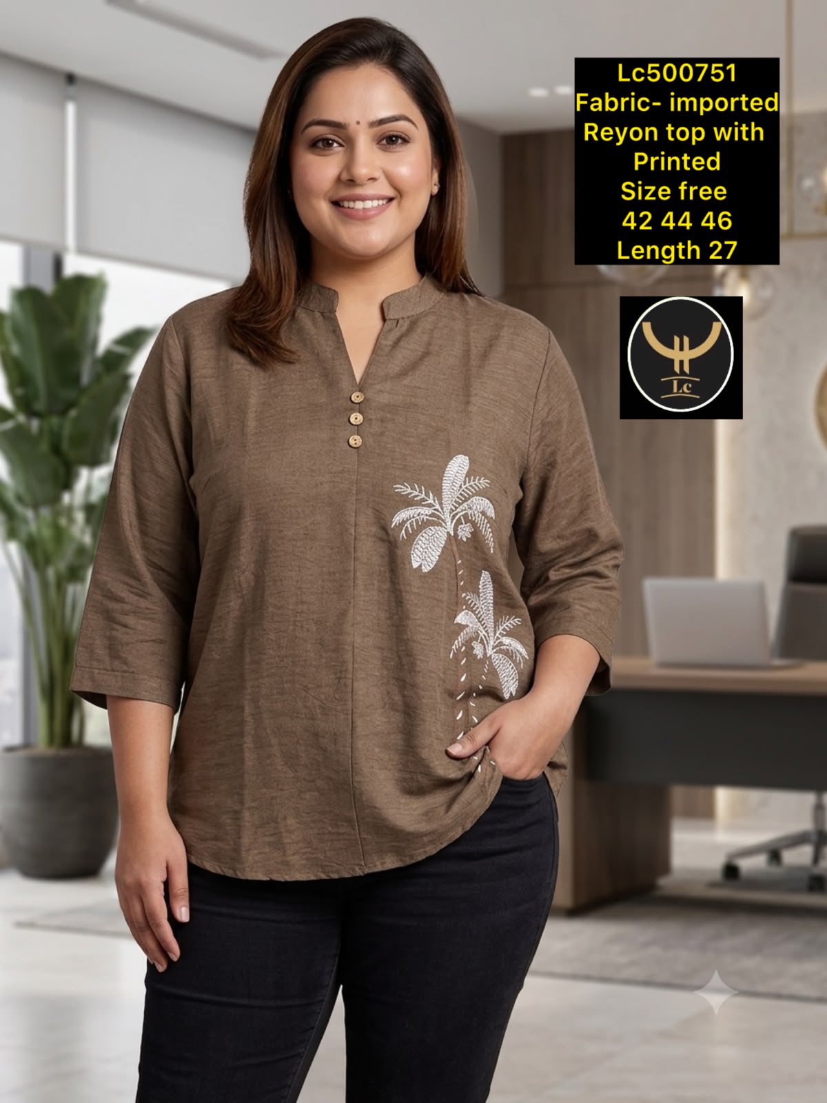 Mandarin Collar Formal & Casual Short Tunic Top for Women