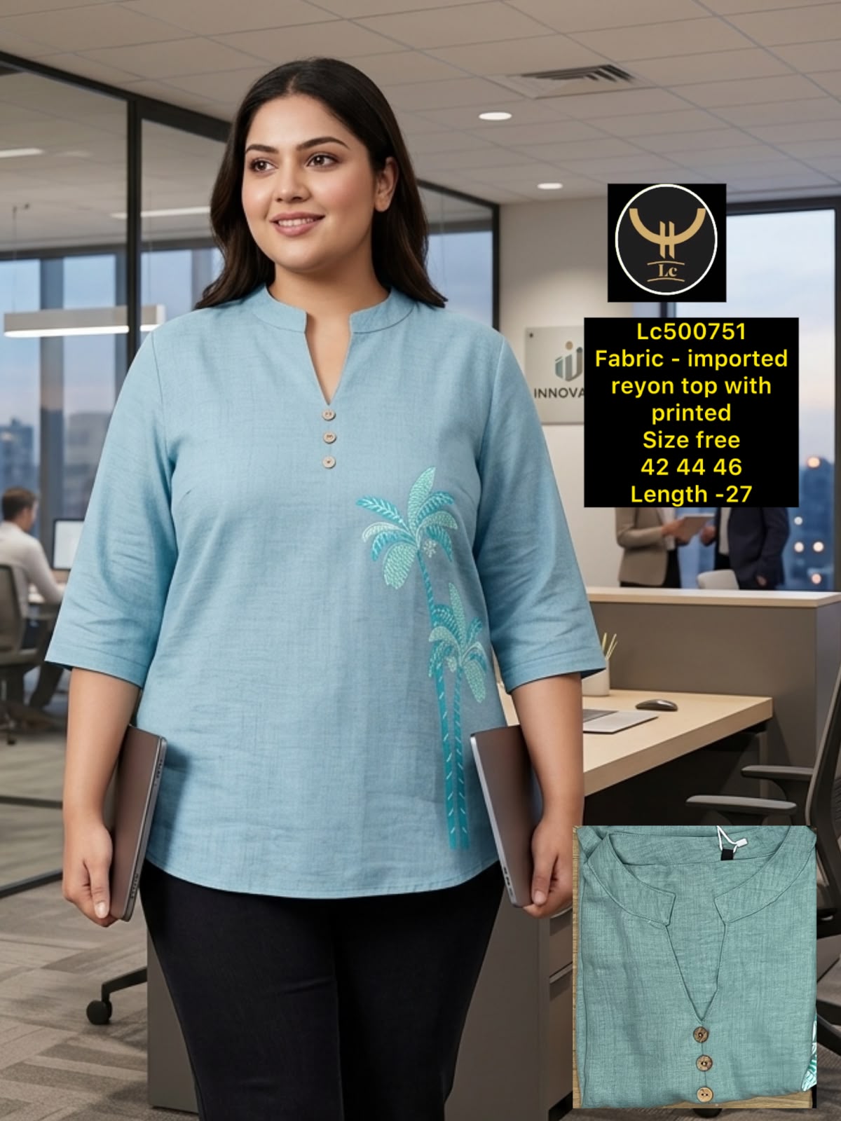 Mandarin Collar Formal & Casual Short Tunic Top for Women