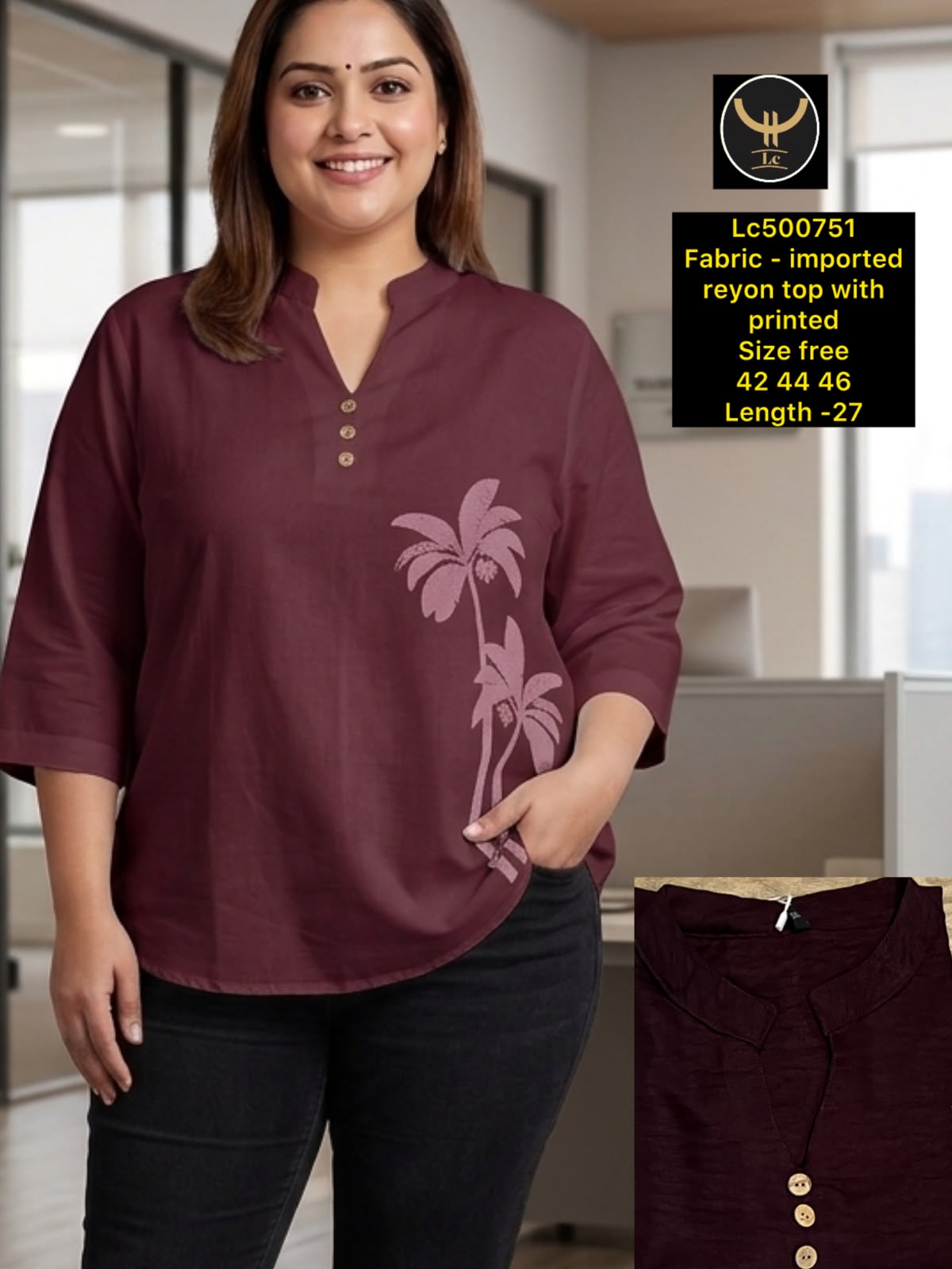 Mandarin Collar Formal & Casual Short Tunic Top for Women