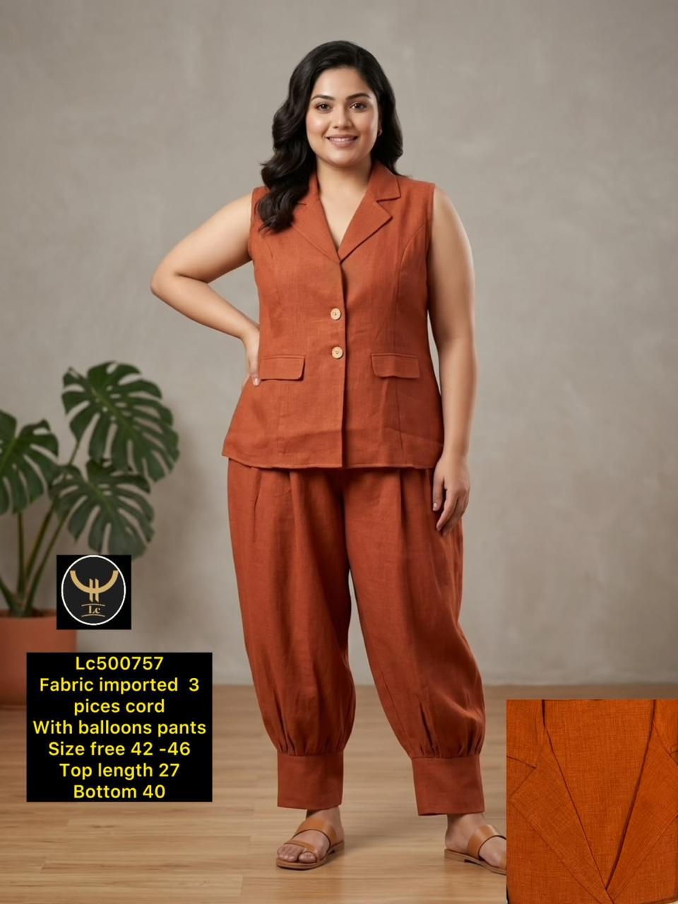 Women's Imported 3-Piece Co-Ord Set with Balloon Pants