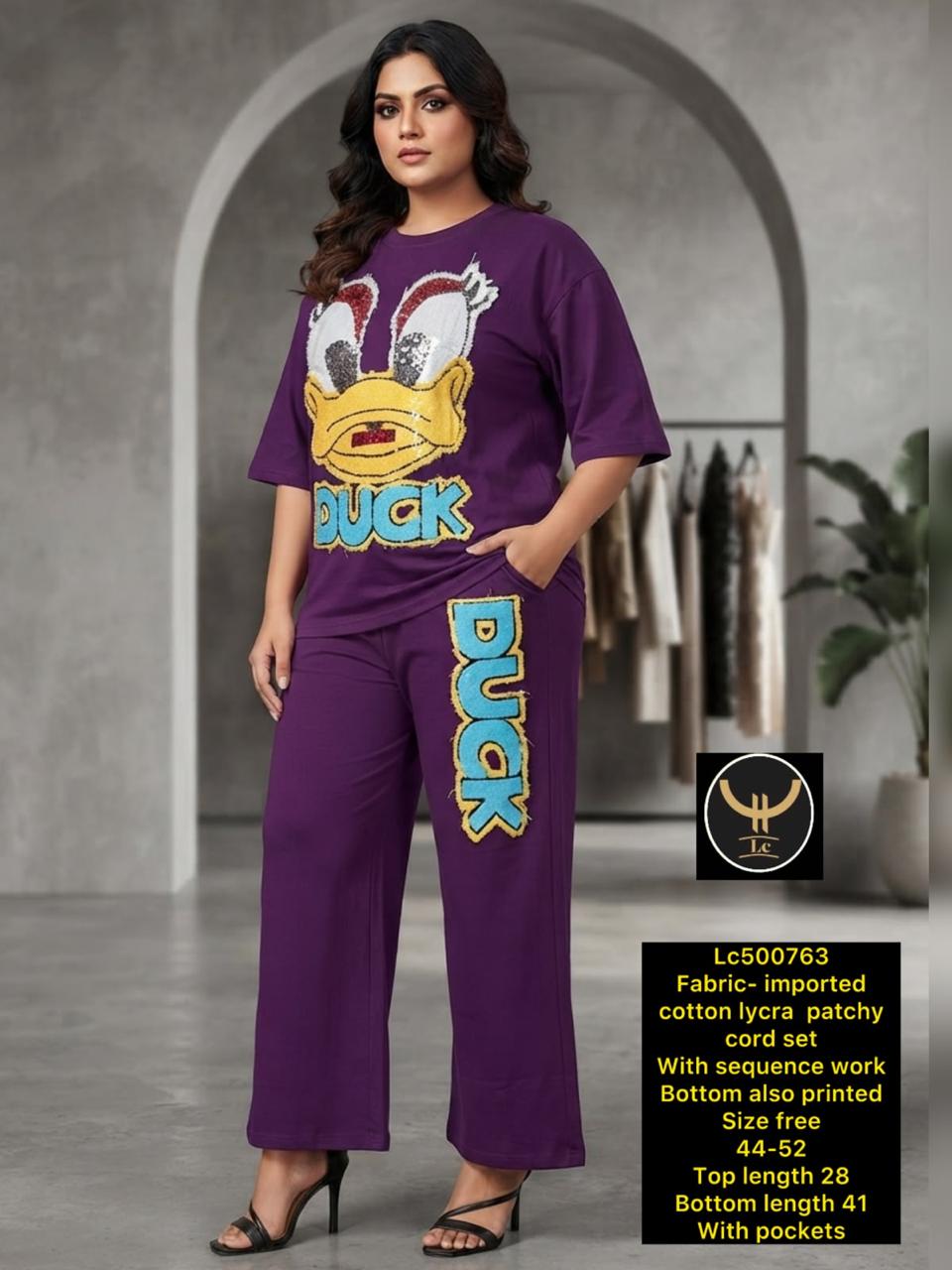Everyday Comfort: Breathable Stretchable Oversized Top & Wide-Leg Trouser Set for Plus Siz