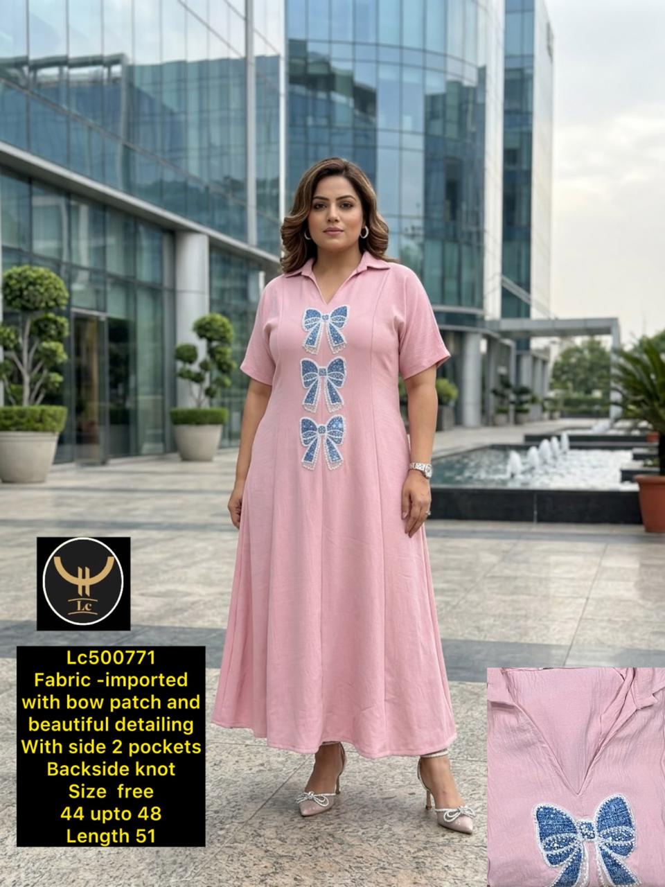 Urban Collar Dress with Statement Bow Detailing & Pockets