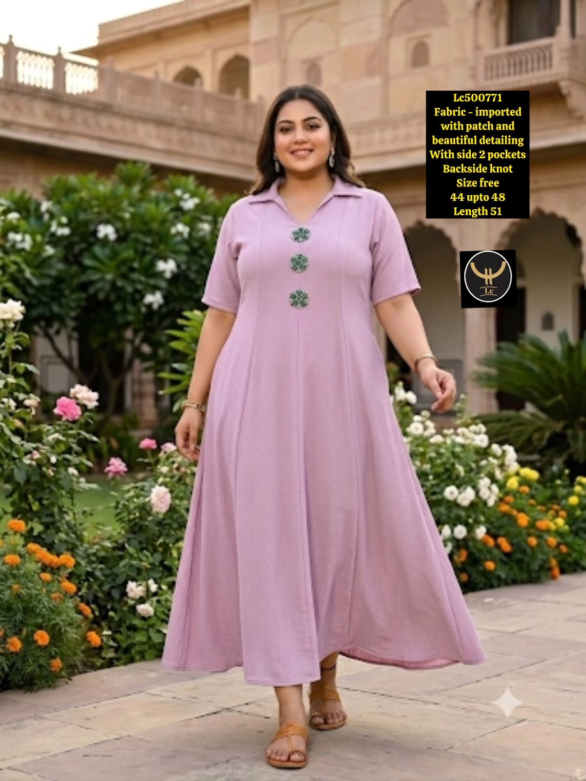 Collared Maxi Dress with Embellished Neckline Detailing
