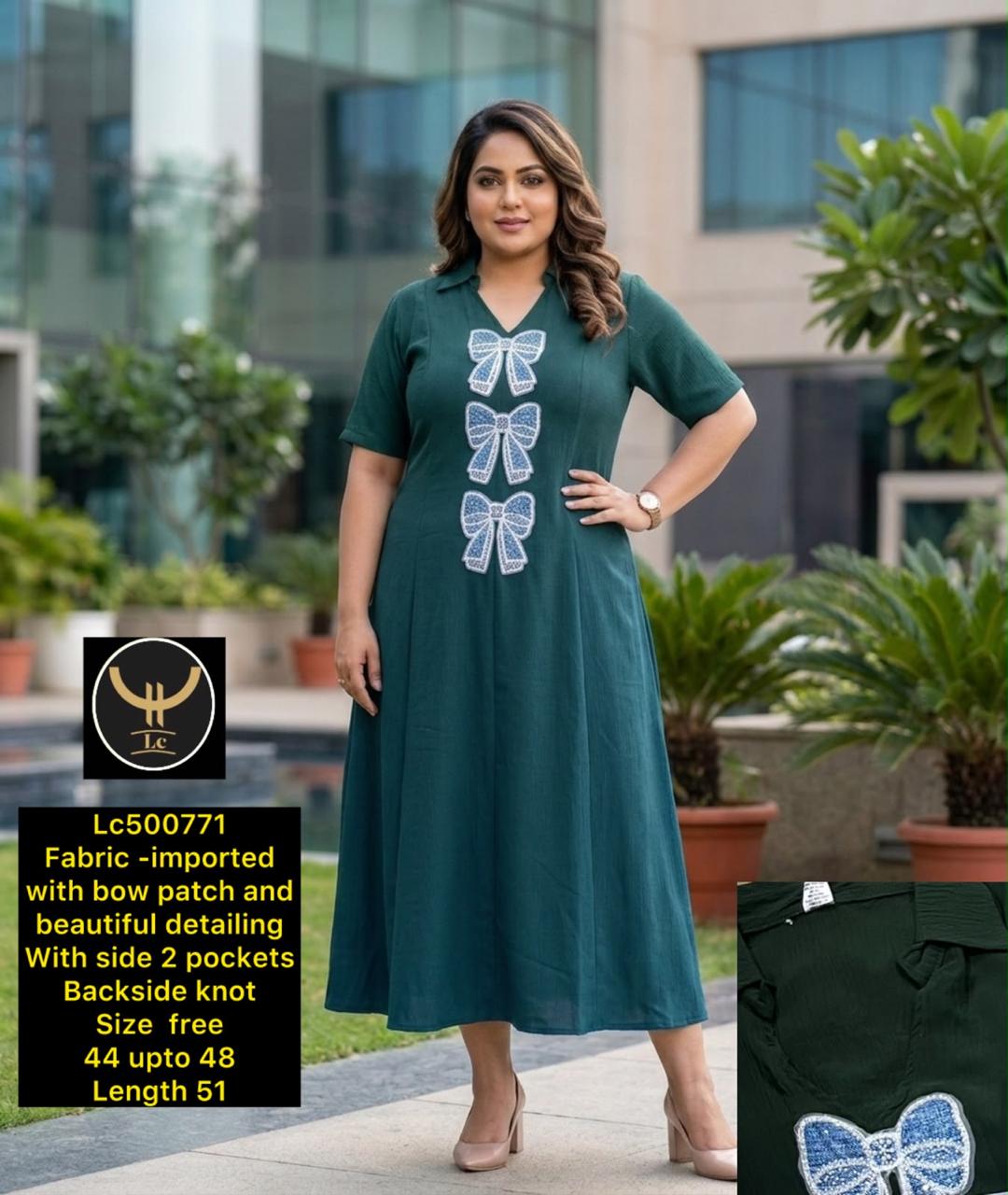 Urban Collar Dress with Statement Bow Detailing & Pockets