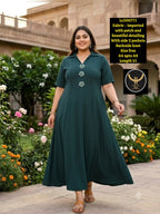 Collared Maxi Dress with Embellished Neckline Detailing