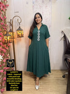 Elegant Everyday: Breathable  A-Line Long Dress with Adjustable Back Knot