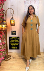 Collared Maxi Dress with Embellished Neckline Detailing